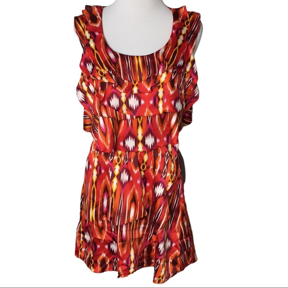Grass Collection Sleeveless Ruffle Open Back Scoop Neckline Dress